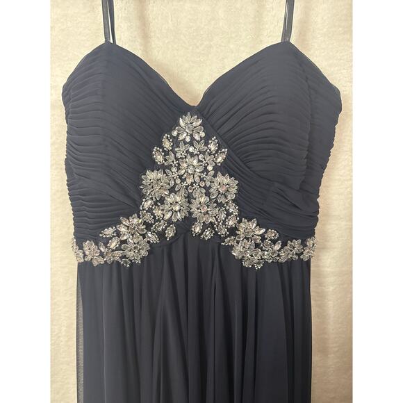 BN #605 XSCAPE Xscape by Joanna Chen Strapless Navy Embellished Dress - Size 14 - Picture 2 of 3
